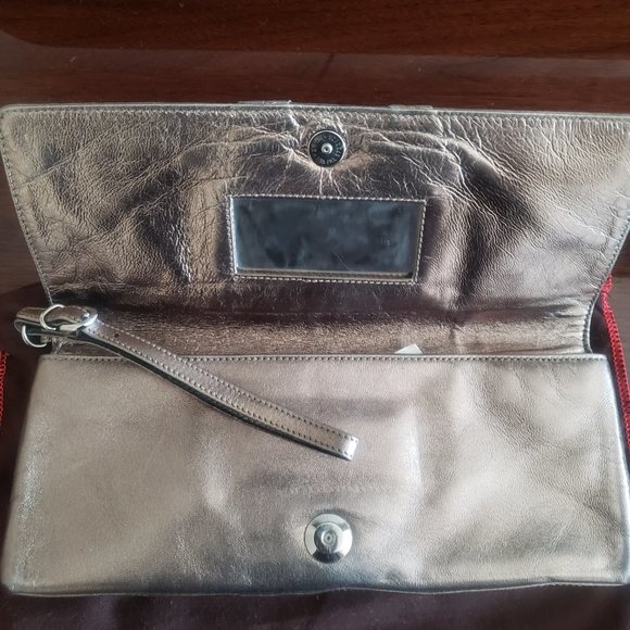 COACH Metallic Gold Flap w/Snap Wristlet-Clutch Purse - Picture 4 of 5